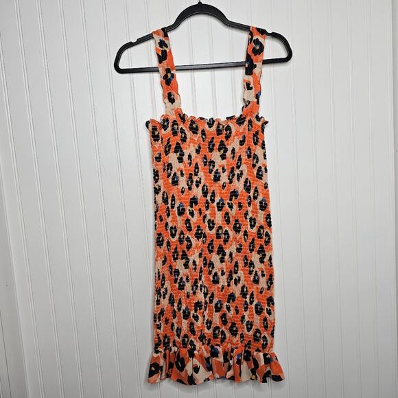 Waverly Grey Printed Sally Dress Size M Leopard Print Mini Fitted Ruffle Beach - Picture 3 of 9
